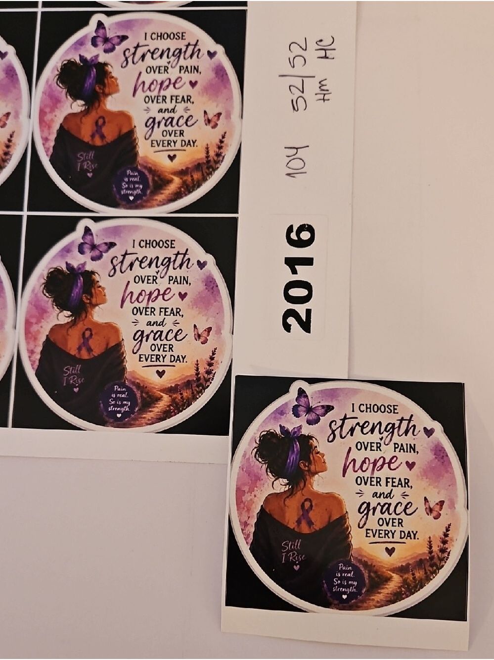 Handmade Chronic Pain Warrior Vinyl Sticker Hope Over Fear Purple Butterfly 3x3 - Picture 15 of 17